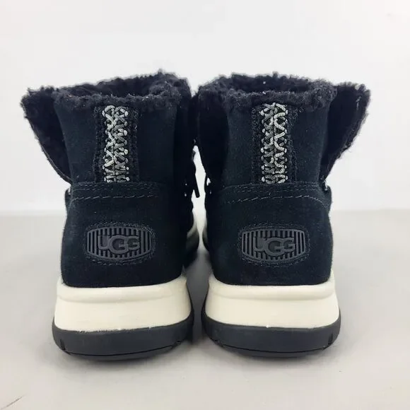 UGG Lakesider Heritage Black Suede Lace Up Mid Top Winter Boots 6.5 - Picture 8 of 11